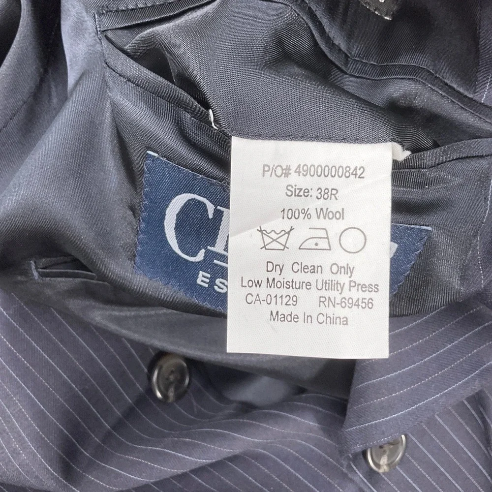 Chaps Suit Mens 38R Navy Blue Pinstripe‎ Classic Career Party Wool